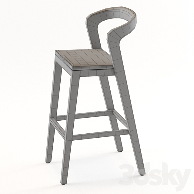 Play Barstool High Solid American Walnut by Wildspirit 3ds Max - thumbnail 3