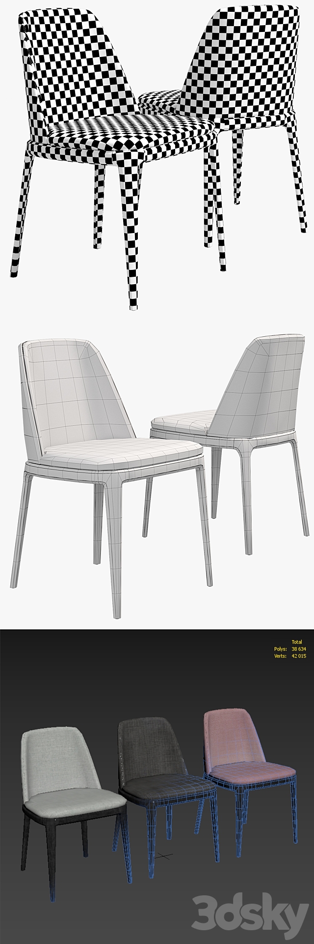 Poliform Grace chair 3DS Max Model - thumbnail 3