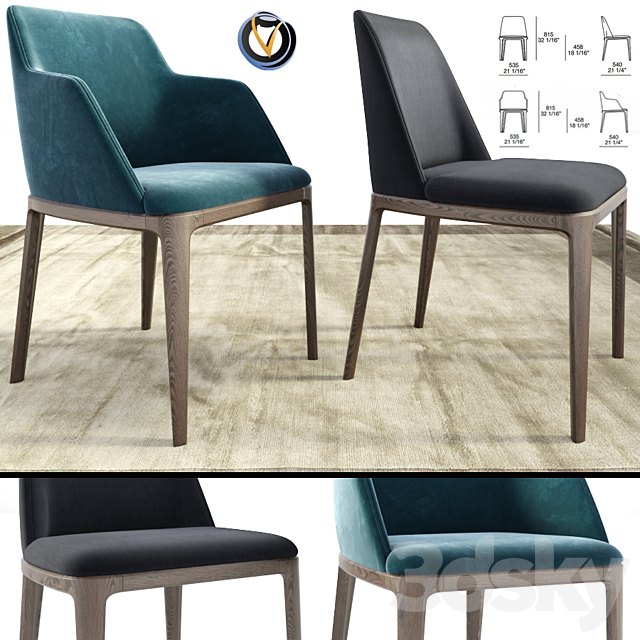 Poliform Grace Dining Chair Duo 3DSMax File - thumbnail 1