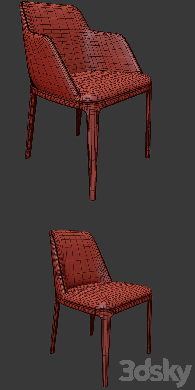 Poliform Grace Dining Chair Duo 3DSMax File - thumbnail 2