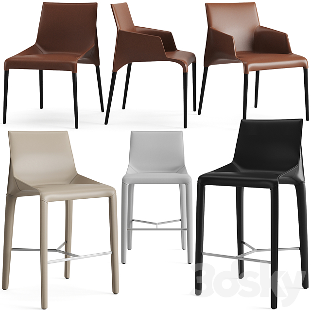 Poliform Seattle Dining Chair And Bar Stool 3DSMax File - thumbnail 1