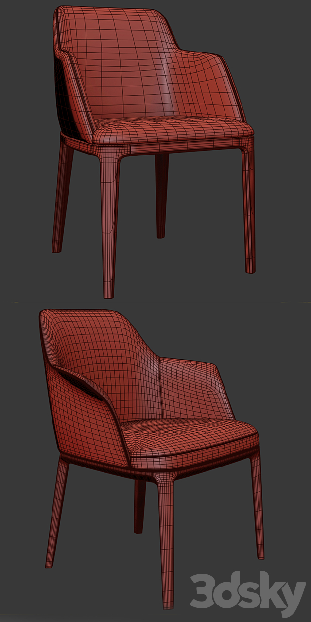 Poliform Sophia And Grace Arm Dining Chair 3DS Max Model - thumbnail 3