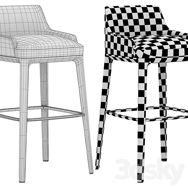 Poliform SOPHIE bar stool 3DS Max Model - thumbnail 3