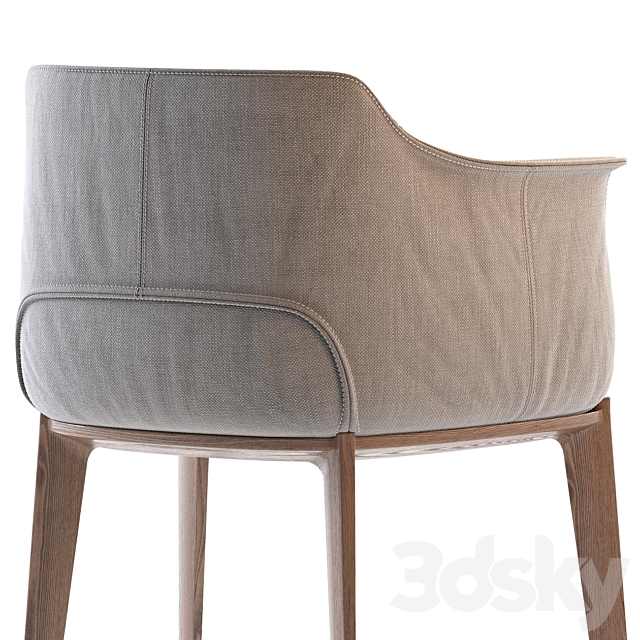 Poltrona Frau Archibald Fabric easy chair 3DS Max Model - thumbnail 5