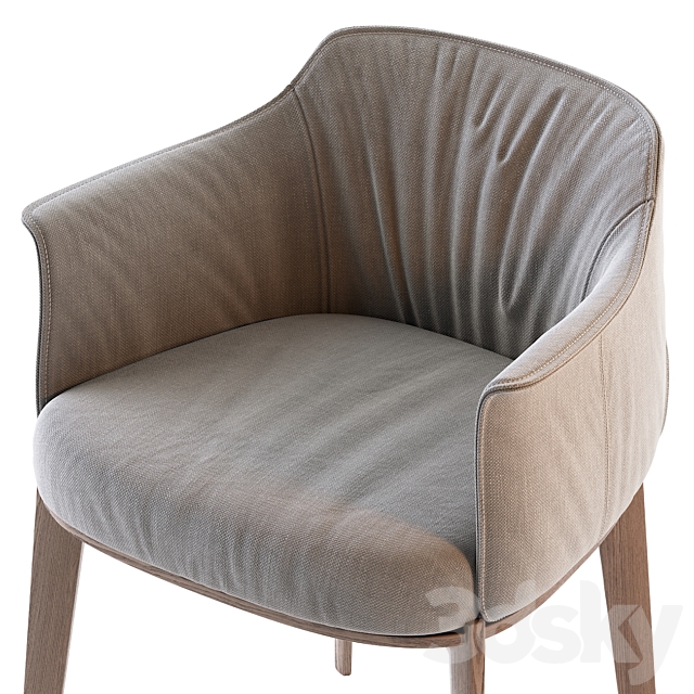 Poltrona Frau Archibald Fabric easy chair 3DS Max Model - thumbnail 6