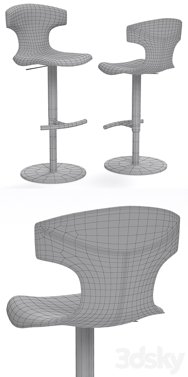 Poltrona Frau MONTERA Revolving Stool 3DSMax File - thumbnail 3