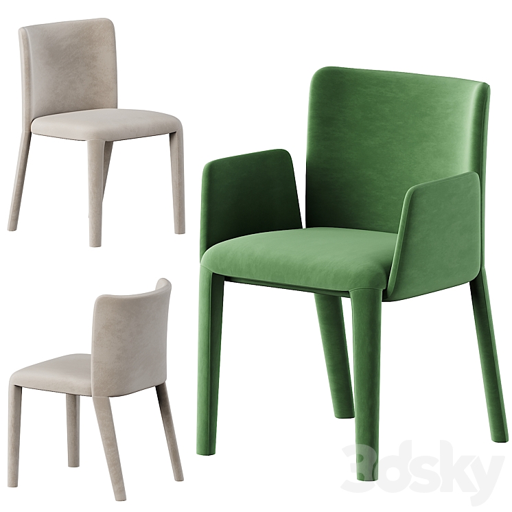 Potocco lars dining chair 3DS Max Model - thumbnail 1