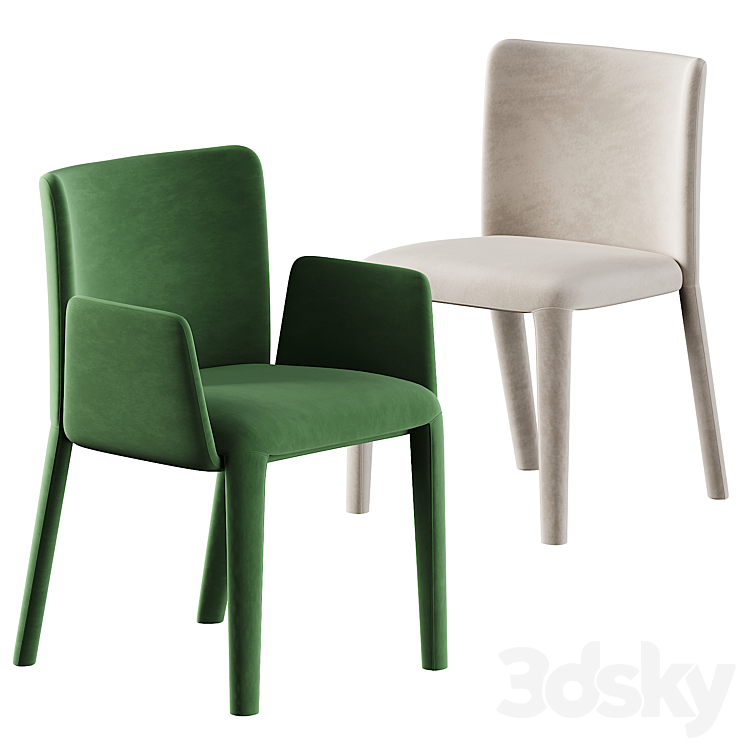 Potocco lars dining chair 3DS Max Model - thumbnail 2