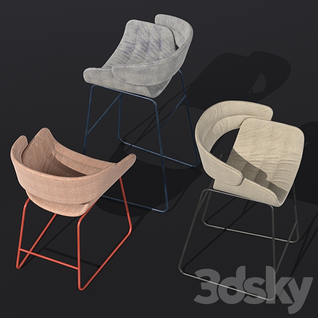 Racer Dining Chair Racer Counter Stool Racer Barstool 3ds Max - thumbnail 3