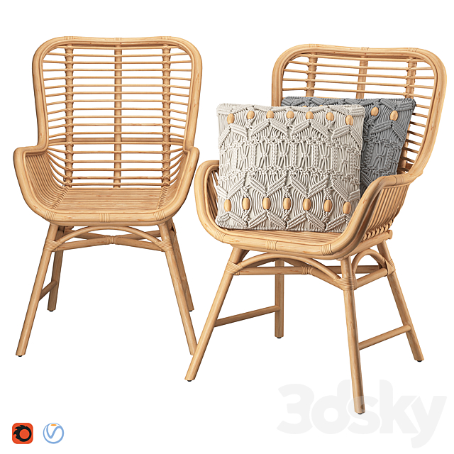 Rattan Accent Chair 3DSMax File - thumbnail 1