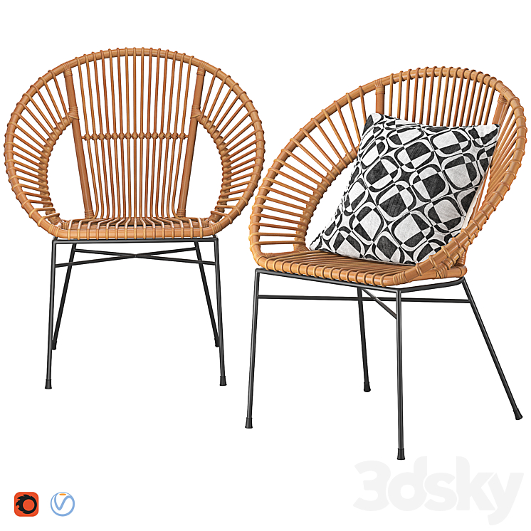 Rattan Accent Chair Natural Sarita 3DS Max Model - thumbnail 1