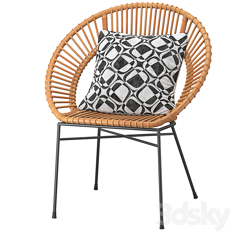 Rattan Accent Chair Natural Sarita 3DS Max Model - thumbnail 2