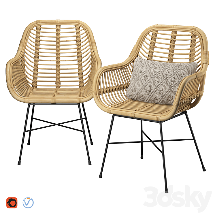 Rattan Chair 3DS Max Model - thumbnail 1