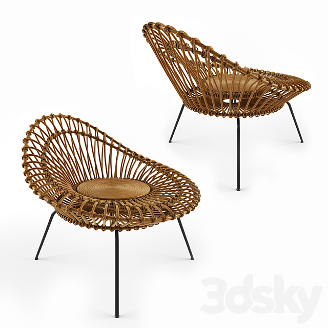 Rattan lounge chair 3DSMax File - thumbnail 2