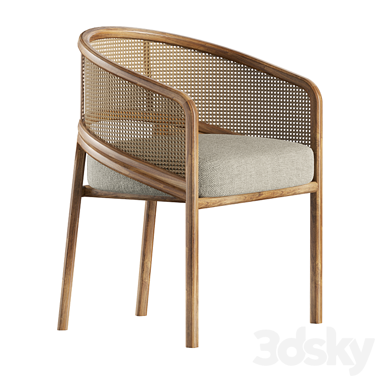 Rattan Spencer Dining Chair 3DS Max Model - thumbnail 1