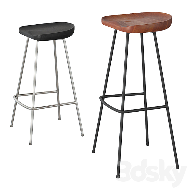 Rejuvenation Randle tractor bar stool and counter stool with metal legs 3DS Max Model - thumbnail 2