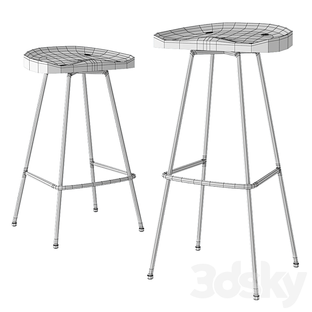 Rejuvenation Randle tractor bar stool and counter stool with metal legs 3DS Max Model - thumbnail 4