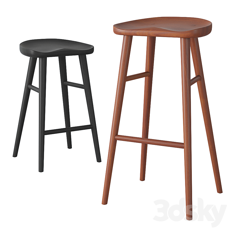 Rejuvenation Randle tractor bar stool and counter stool with wooden legs 3DS Max Model - thumbnail 3