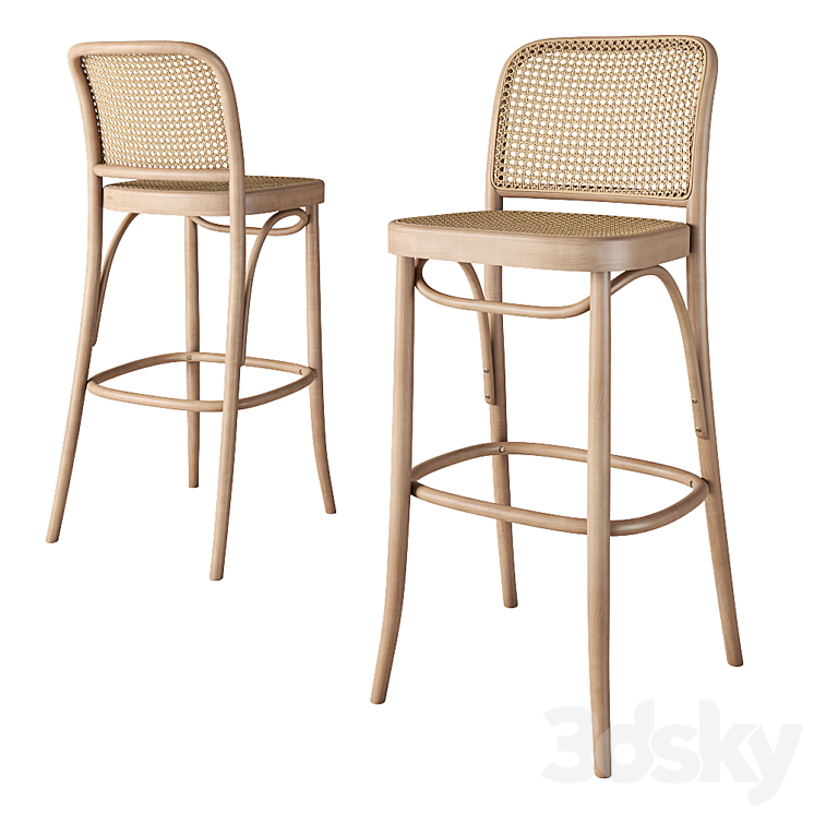 Rejuvenation Ton 811 Caned Counter Stool 3DS Max Model - thumbnail 1