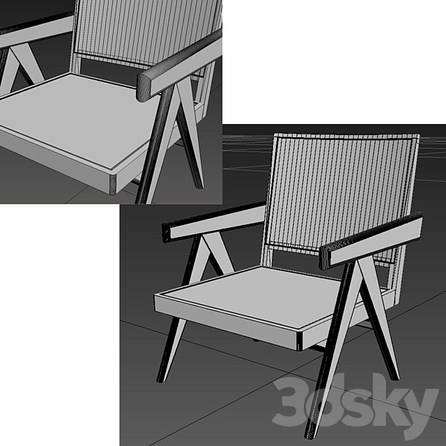 replica chair jean pierre jeanneret 3DSMax File - thumbnail 5