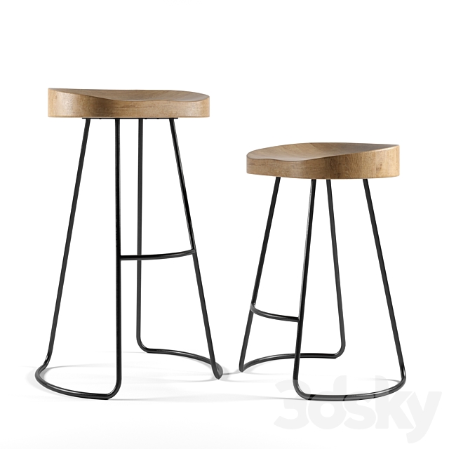 Restoration Hardware 1950s Bar And Counter Stool 3ds Max - thumbnail 1