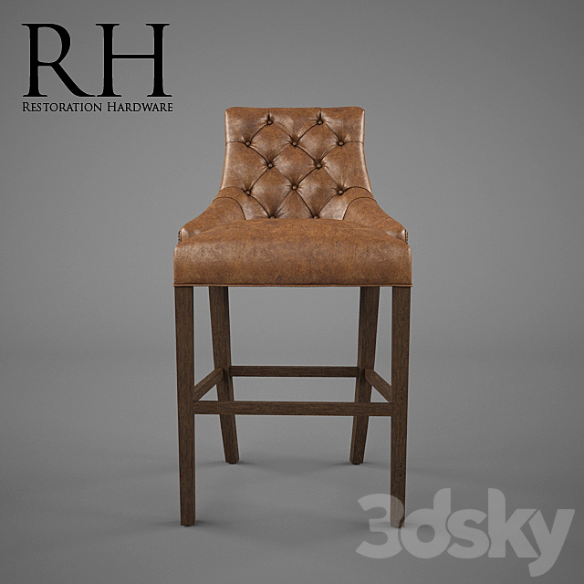 Restoration Hardware _ Martine Tufted Leather Stool 3DS Max Model - thumbnail 2