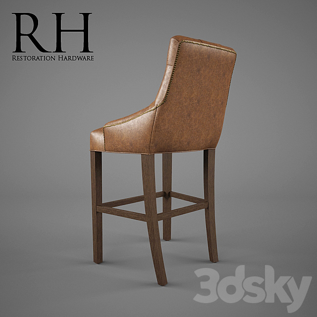 Restoration Hardware _ Martine Tufted Leather Stool 3DS Max Model - thumbnail 3