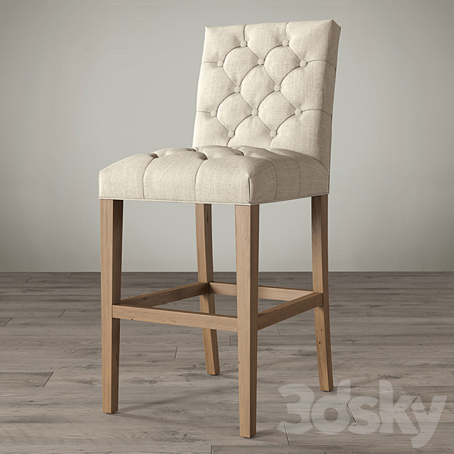 Restoration Hardware BENNETT PARSONS UPHOLSTERED STOOL 3DS Max Model - thumbnail 1