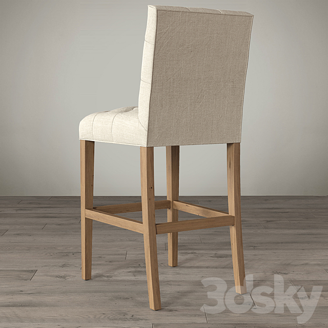 Restoration Hardware BENNETT PARSONS UPHOLSTERED STOOL 3DS Max Model - thumbnail 2