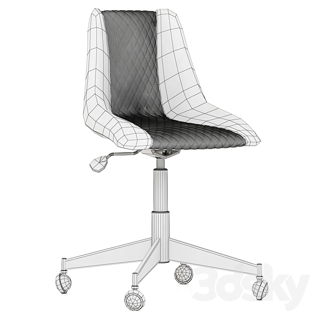 Restoration Hardware Bucket Seat Desk Chair 3DS Max Model - thumbnail 3