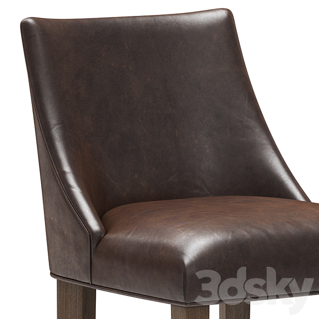 Restoration Hardware Ella Leather Armless Stool 3DS Max Model - thumbnail 3