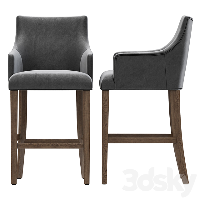 Restoration Hardware Ella Leather Stool 3ds Max - thumbnail 2