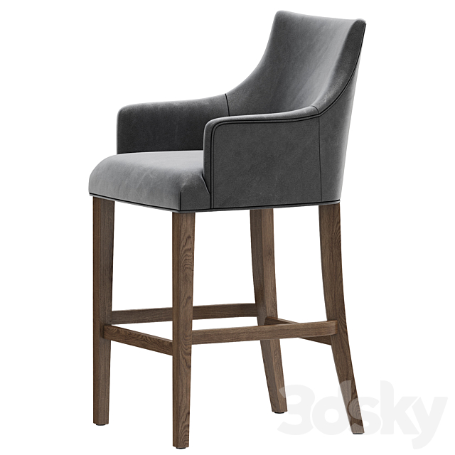 Restoration Hardware Ella Leather Stool 3ds Max - thumbnail 3