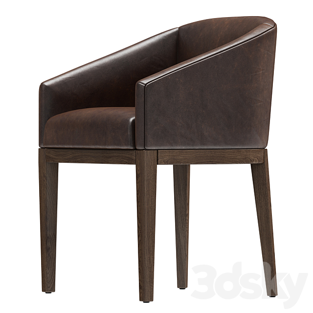 Restoration Hardware Morgan Barrelback Slope Leather Armchair 3DS Max Model - thumbnail 2