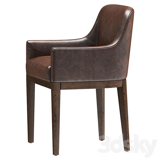 Restoration Hardware Morgan Curved-Back Track Leather Armchair 3DS Max Model - thumbnail 2