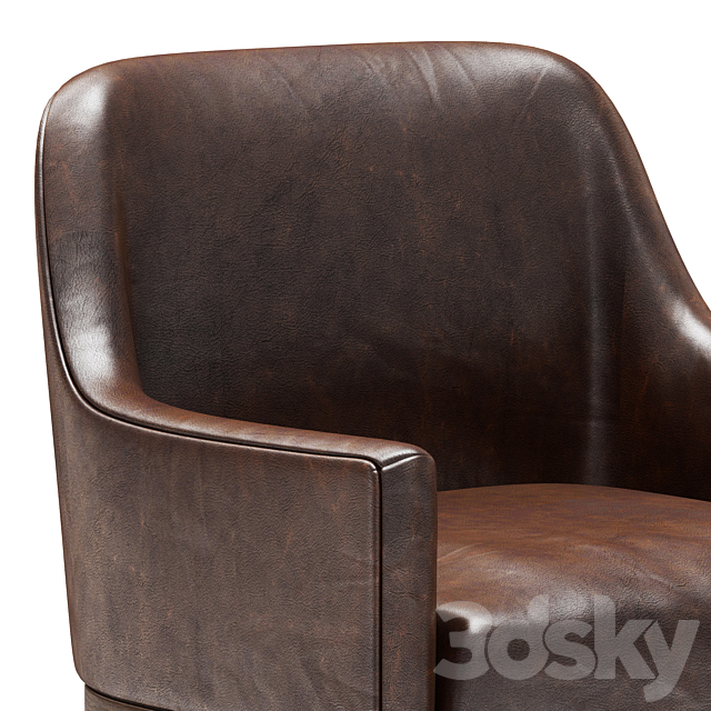 Restoration Hardware Morgan Curved-Back Track Leather Armchair 3DS Max Model - thumbnail 4