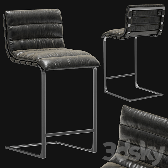 Restoration Hardware Oviedo Leather Stool 3DSMax File - thumbnail 1