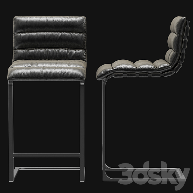 Restoration Hardware Oviedo Leather Stool 3DSMax File - thumbnail 2