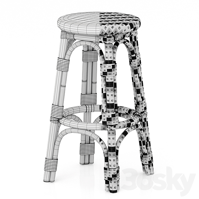 Restoration Hardware St Germain Resin Backless Stool 3DS Max Model - thumbnail 5