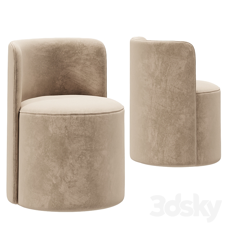 Reynaux Curve Leather Dining Chair 3DS Max Model - thumbnail 1