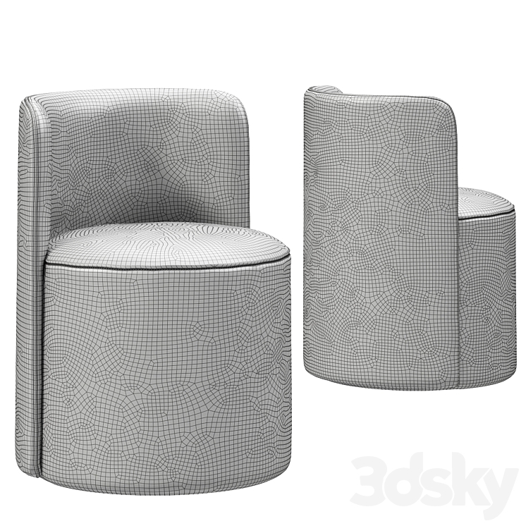 Reynaux Curve Leather Dining Chair 3DS Max Model - thumbnail 2