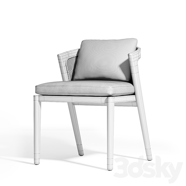 RH _ MALTA TEAK SIDE CHAIR 3DS Max Model - thumbnail 4