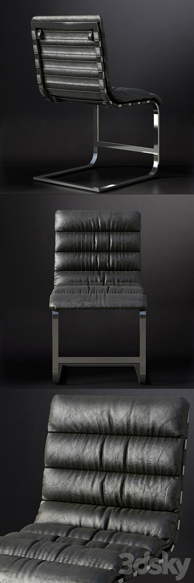 RH _ OVIEDO LEATHER SIDE CHAIR 3DS Max Model - thumbnail 2