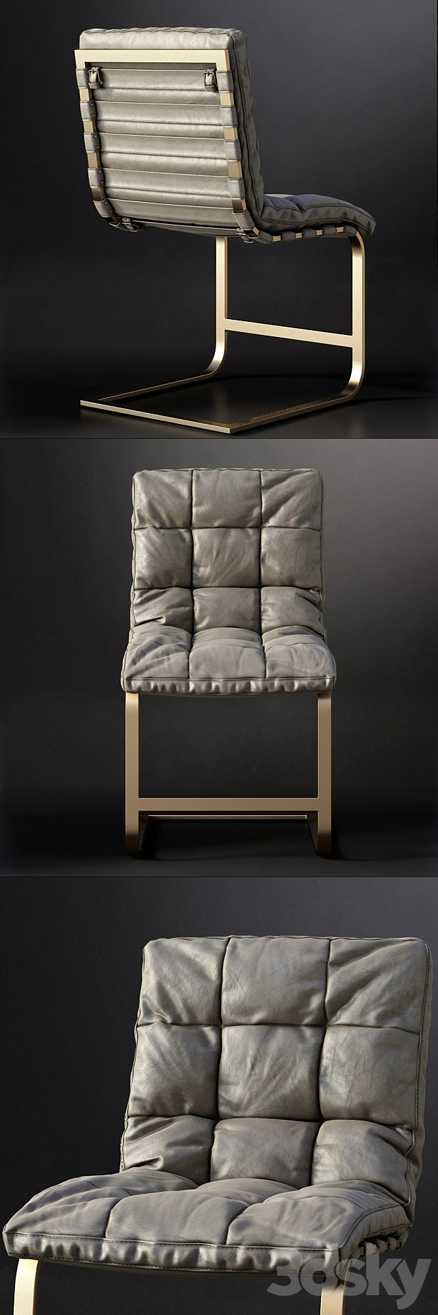 RH _ ROSSI LEATHER SIDE CHAIR 3DS Max Model - thumbnail 2