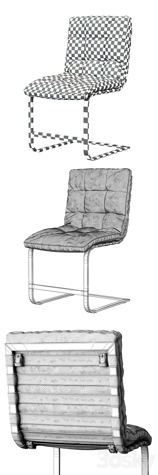 RH _ ROSSI LEATHER SIDE CHAIR 3DS Max Model - thumbnail 3