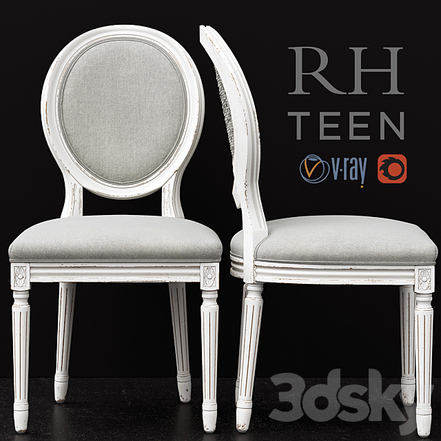 RH _ VINTAGE FRENCH SEQUIN DESK CHAIR 3DSMax File - thumbnail 1