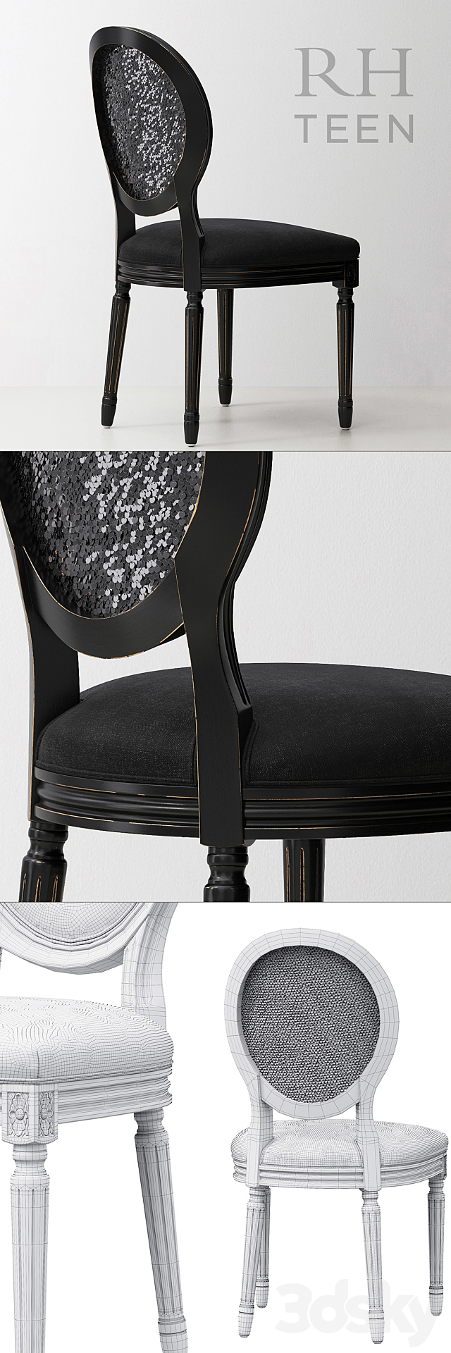 RH _ VINTAGE FRENCH SEQUIN DESK CHAIR 3DSMax File - thumbnail 2