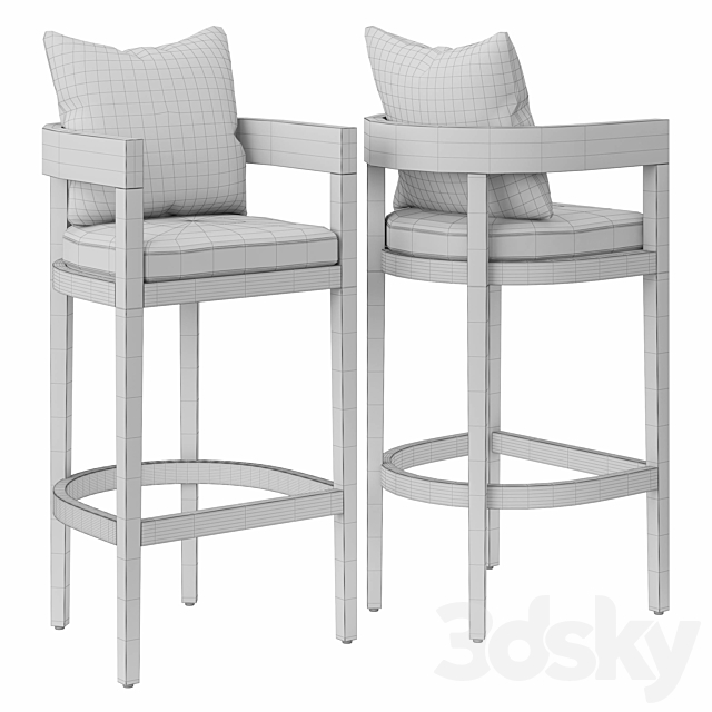 RH Balmain Barstool Outdoor 3ds Max - thumbnail 2