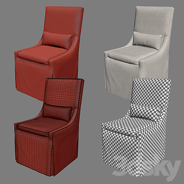 RH BELGIAN Slope Arm Slip Covered Side Chair 3DS Max Model - thumbnail 3