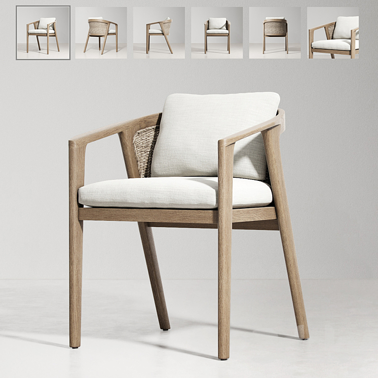 RH \/ MALTA TEAK ARMCHAIR 3DS Max Model - thumbnail 1